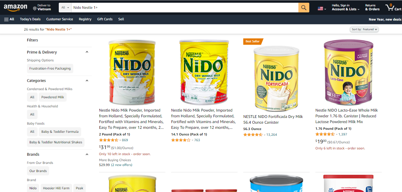 Sữa bột Nido Nestl 1+ cũng là dòng sữa bột công thức cũng đang được đông đảo các mẹ chọn